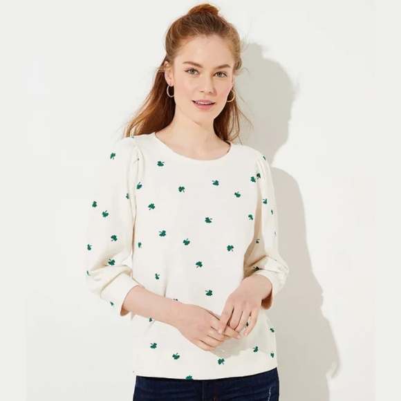 LOFT Tops - LOFT shamrock sweatshirt; Small